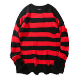 Men Black Red Striped Sweater